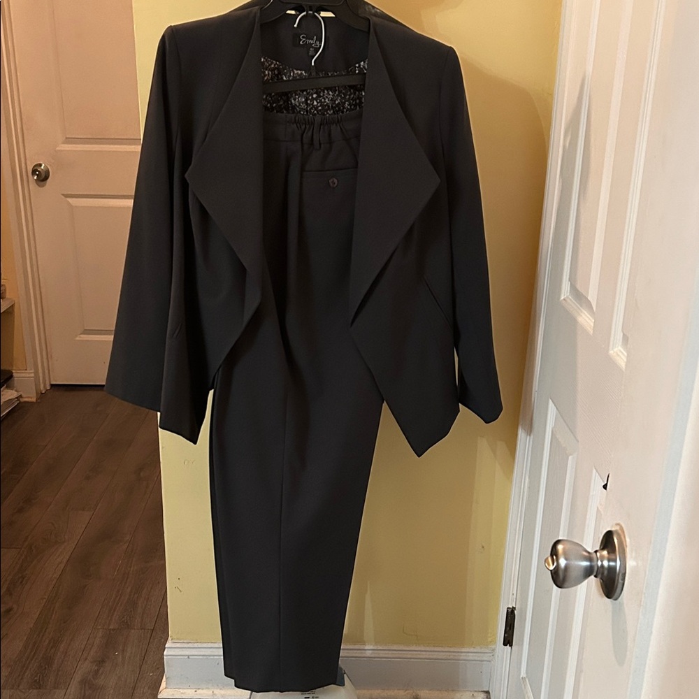 Dark grey pant suit. 18W.